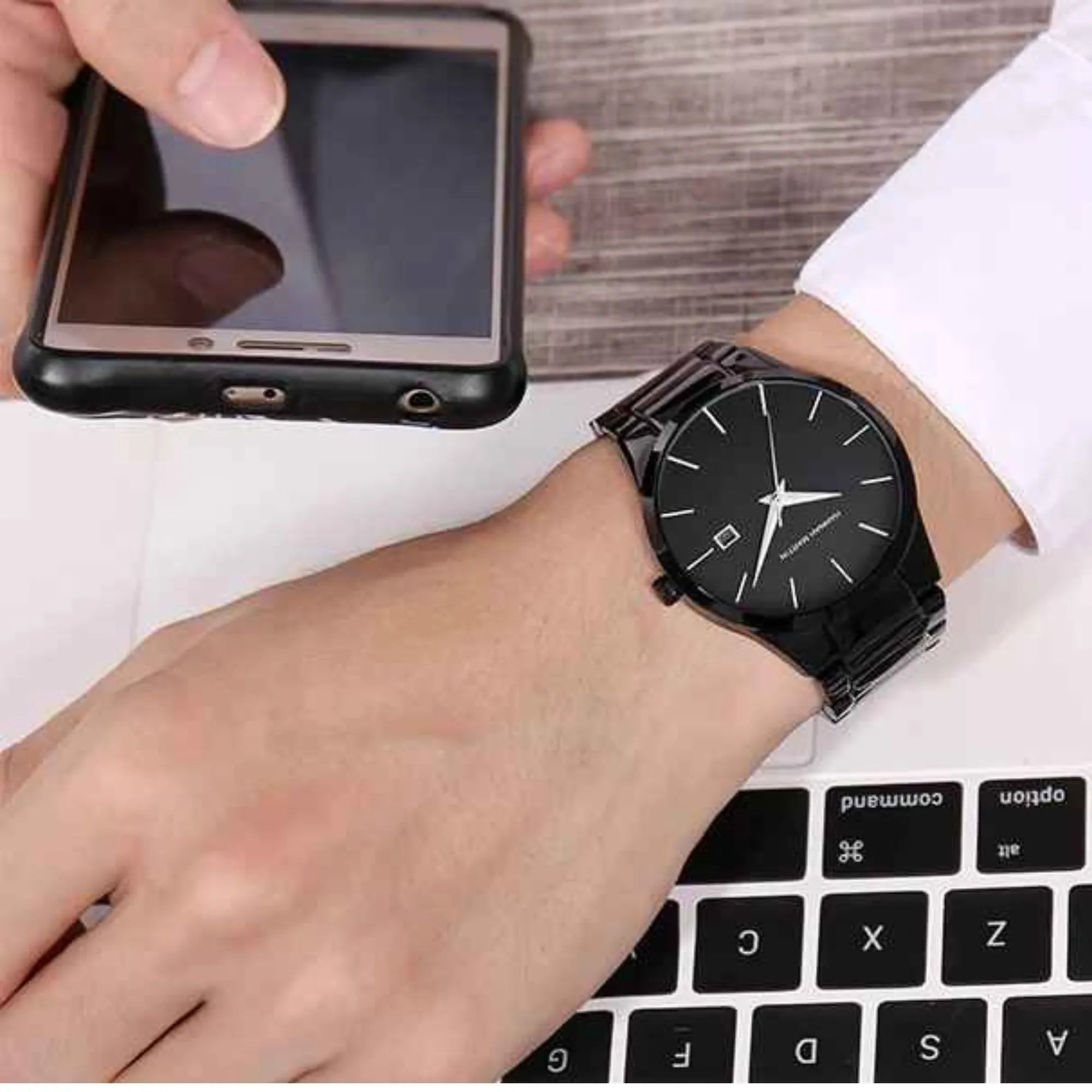 Men's Minimalist Stainless Steel Watch – Sleek, Waterproof, Quartz Movement