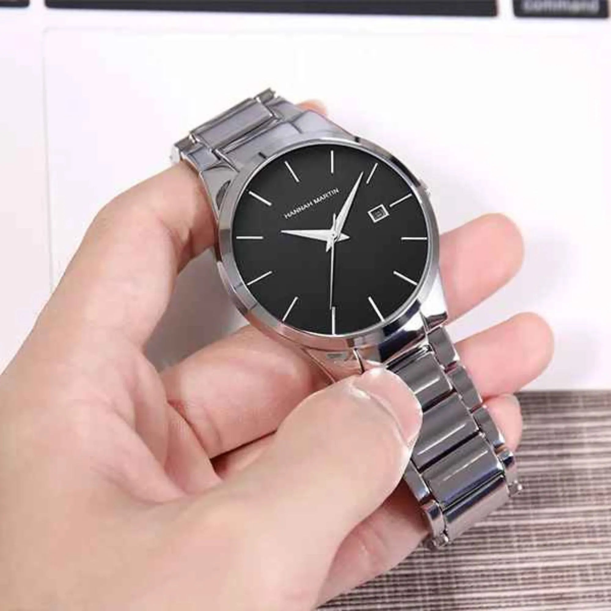 Men's Minimalist Stainless Steel Watch – Sleek, Waterproof, Quartz Movement
