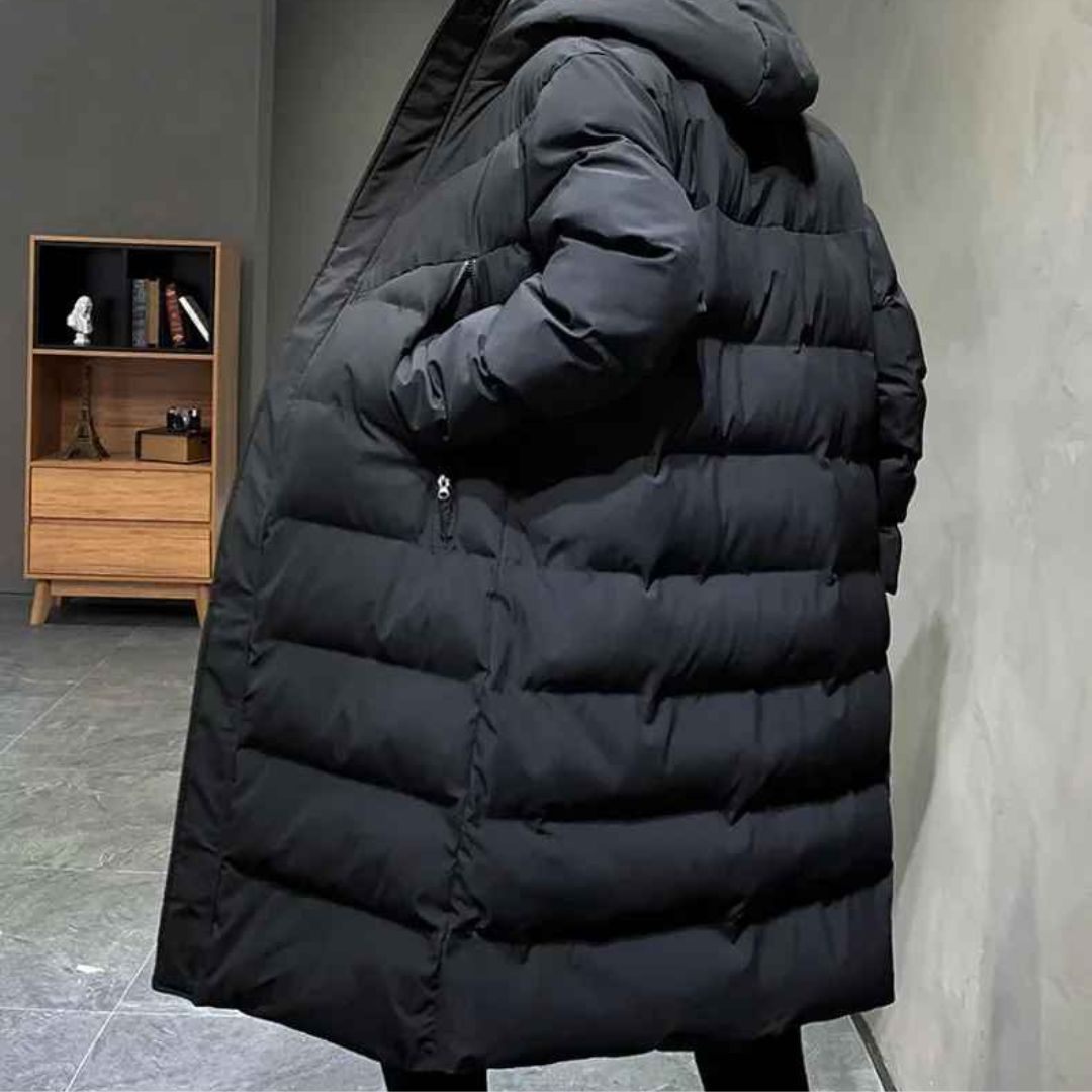 Men’s Long Hooded Winter Parka – Thick, Windproof & Stylish
