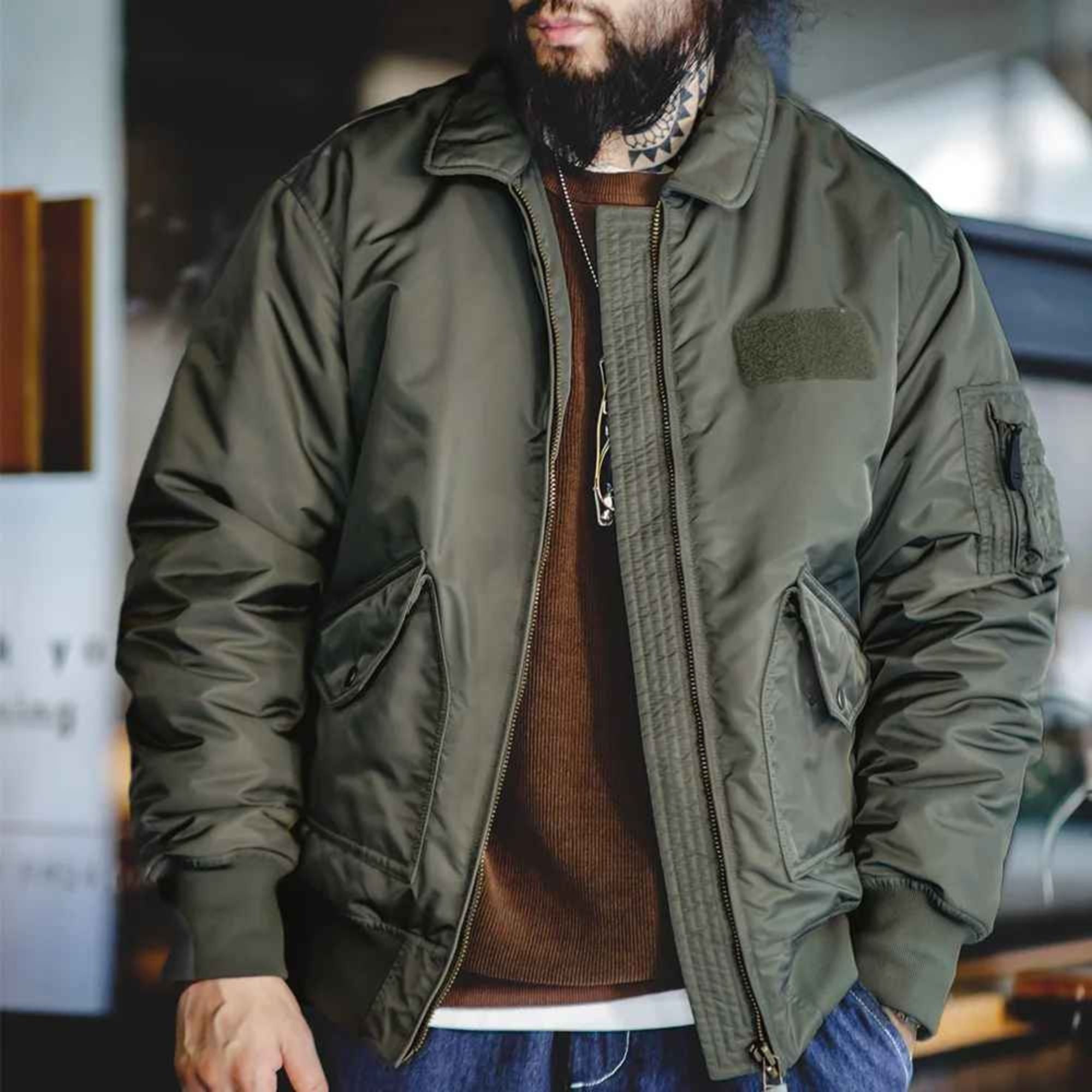 Maden CWU-45P Men’s Bomber Jacket – Windproof, Waterproof, Thickened Military Coat with Orange Lining