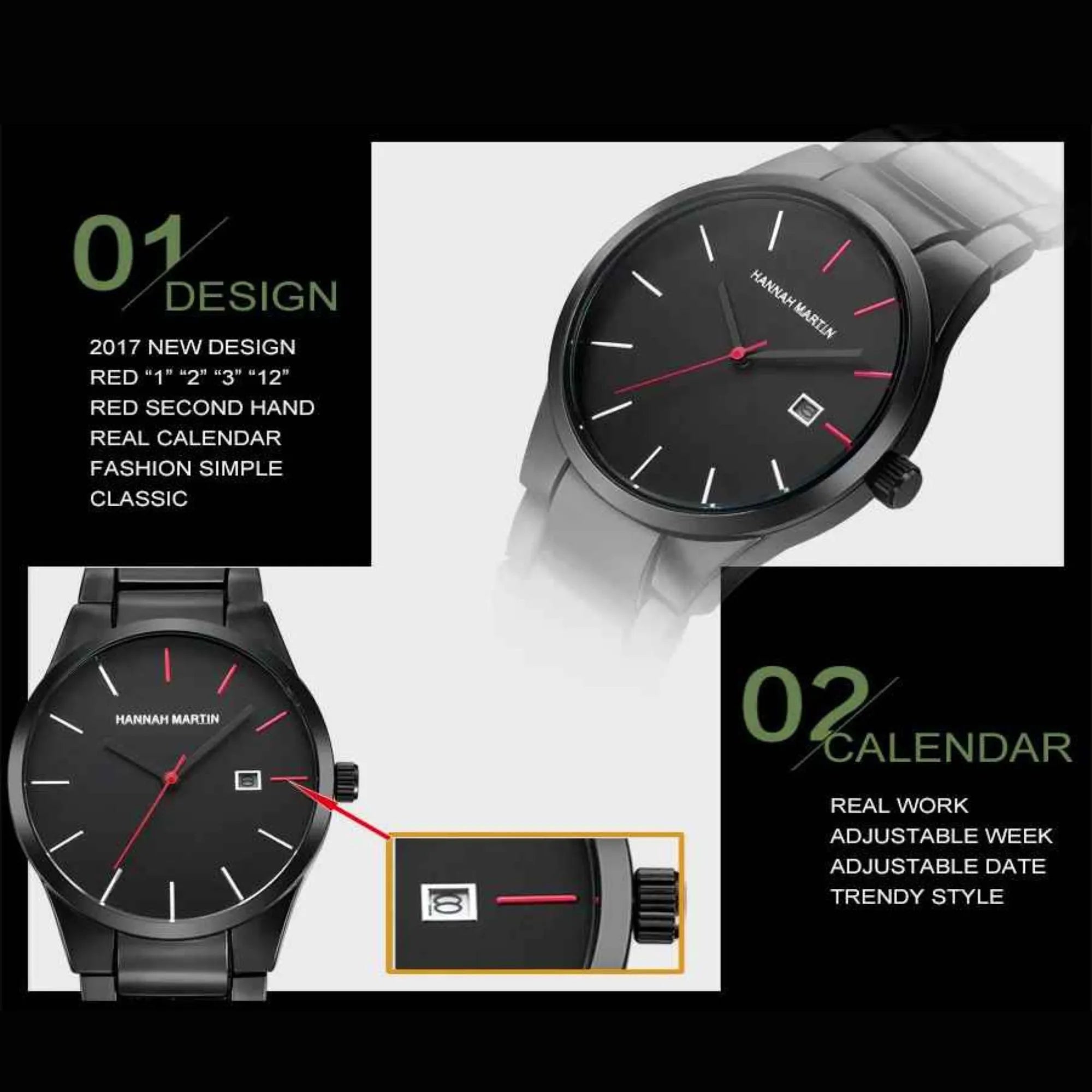 Men's Minimalist Stainless Steel Watch – Sleek, Waterproof, Quartz Movement