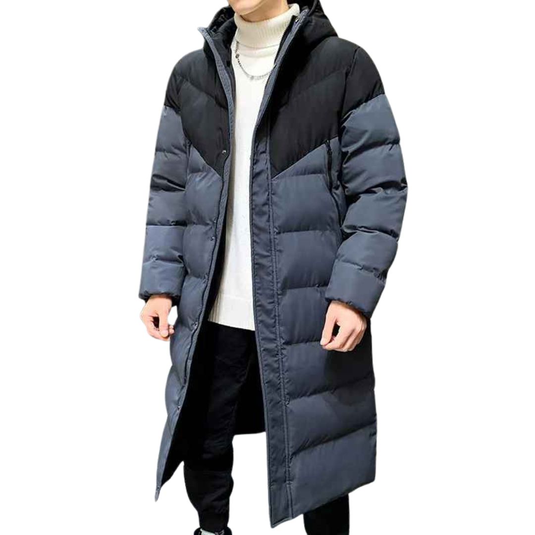 Men’s Long Hooded Winter Parka – Thick, Windproof & Stylish