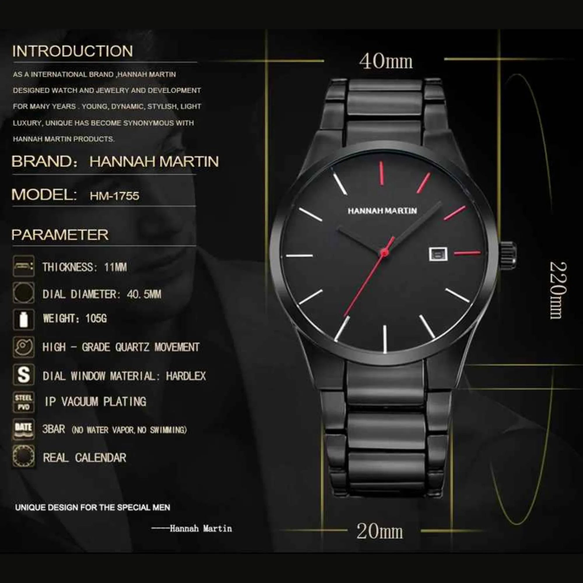 Men's Minimalist Stainless Steel Watch – Sleek, Waterproof, Quartz Movement