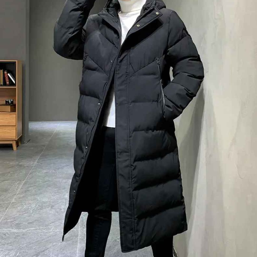 Men’s Long Hooded Winter Parka – Thick, Windproof & Stylish