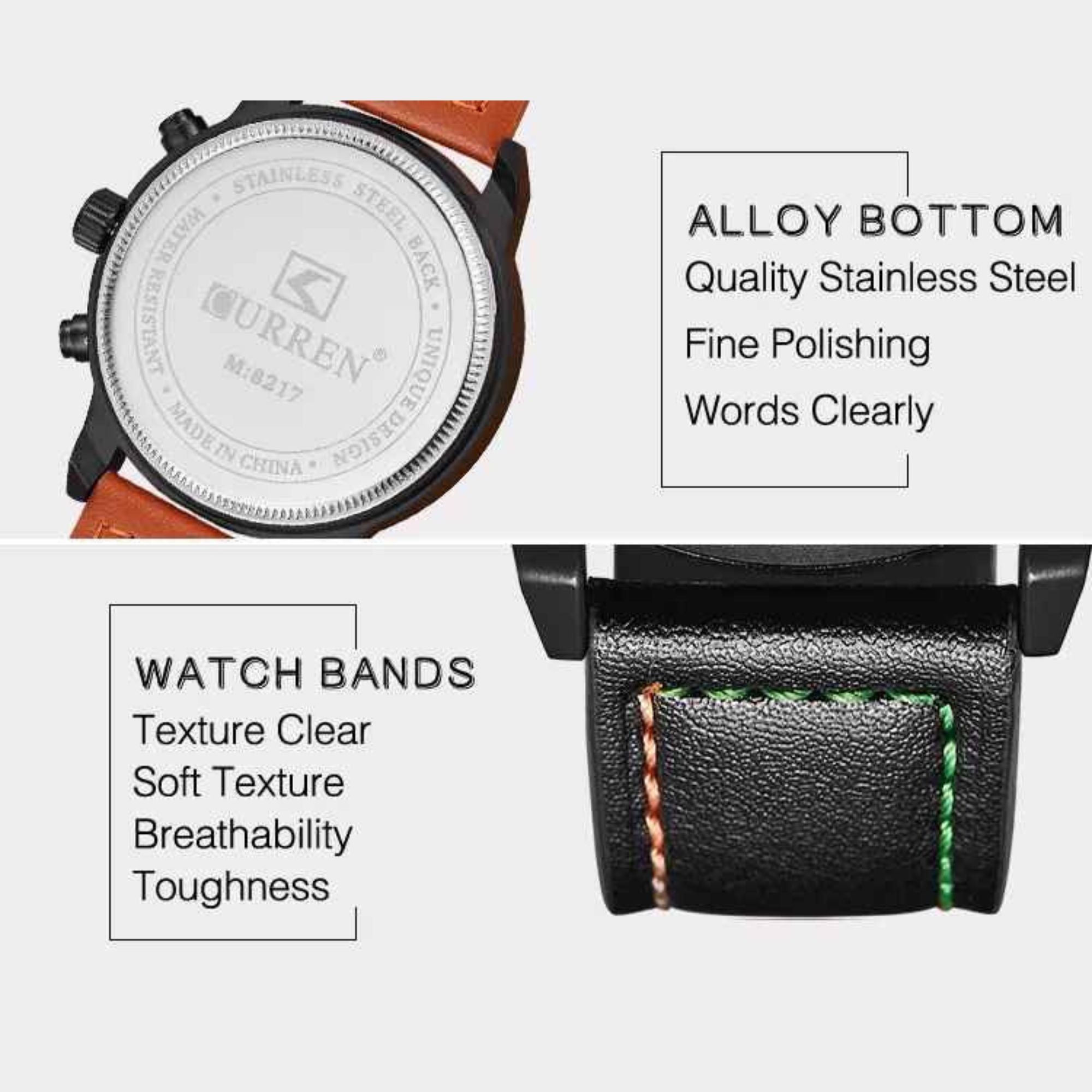 Curren Executive Classic – Men’s Luxury Quartz Watch with Leather Strap, 45mm Stainless Steel Case