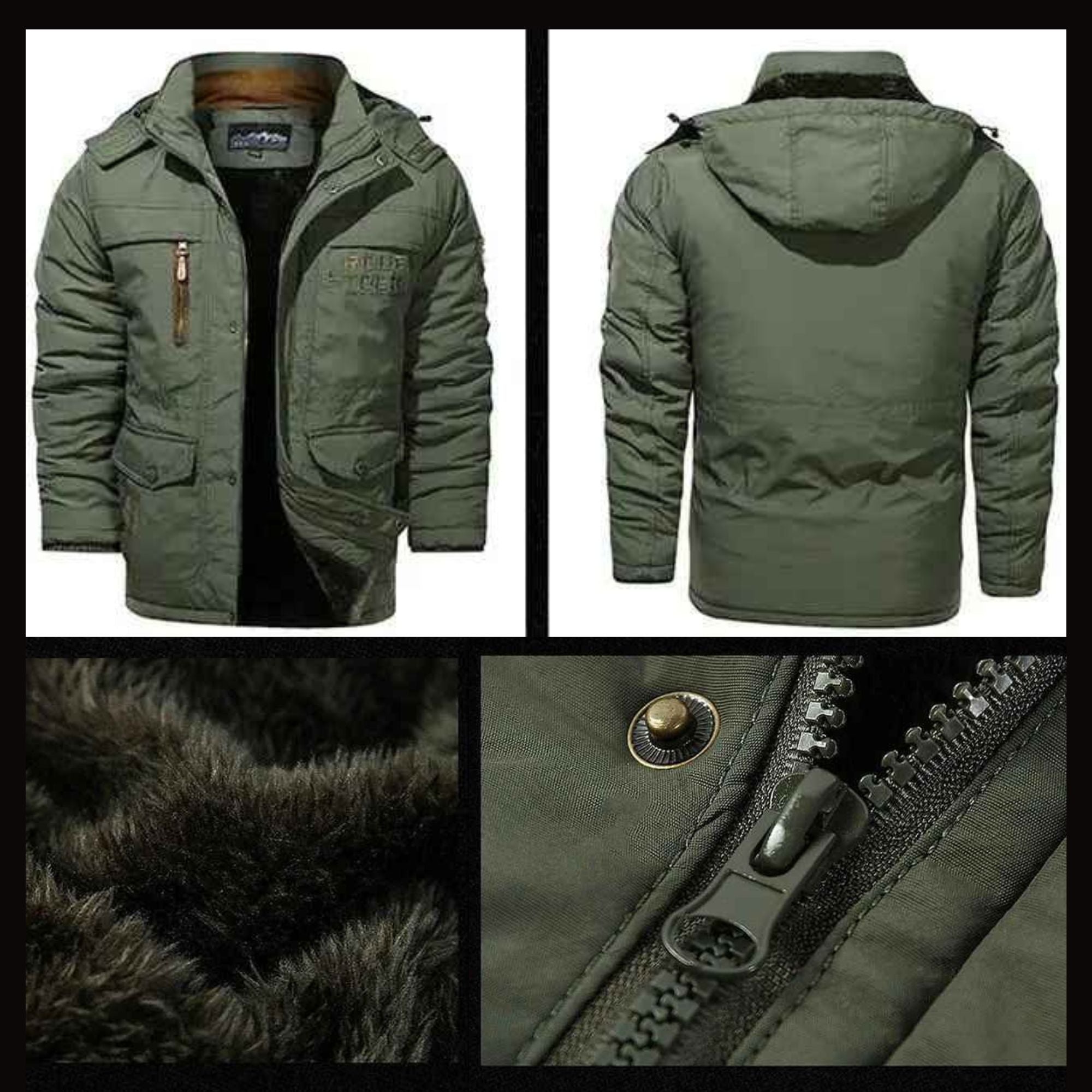 Men’s Heavy-Duty Winter Parka – Fleece-Lined, Windproof, Multi-Pocket Military Jacket