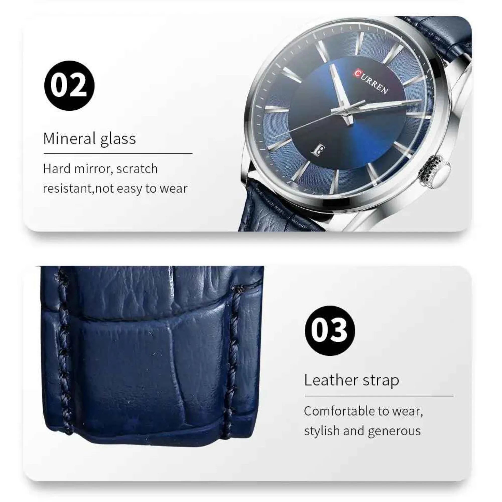 Curren Executive Chrono – Premium Leather Strap Men’s Watch | 45mm Luxury Business Timepiece