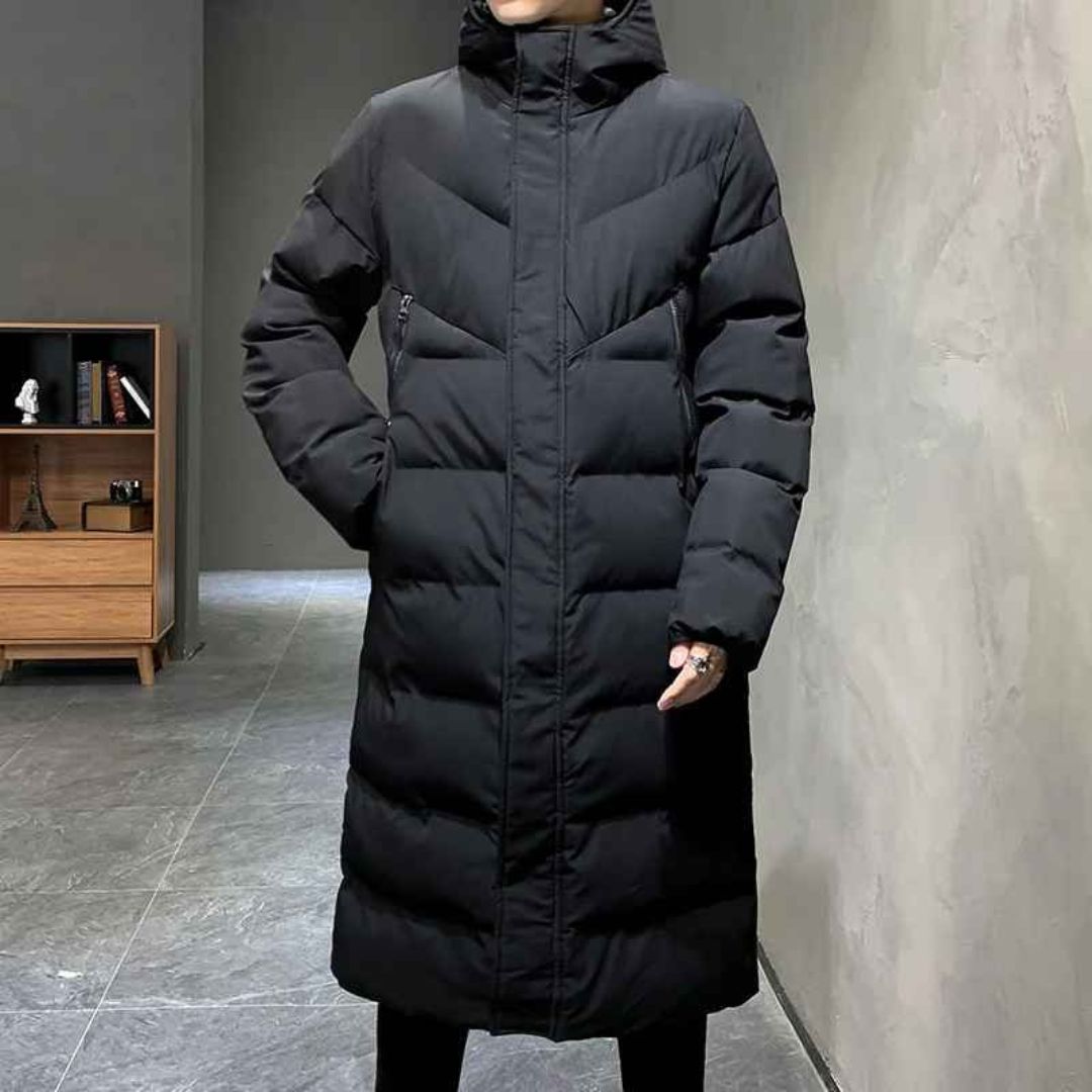 Men’s Long Hooded Winter Parka – Thick, Windproof & Stylish
