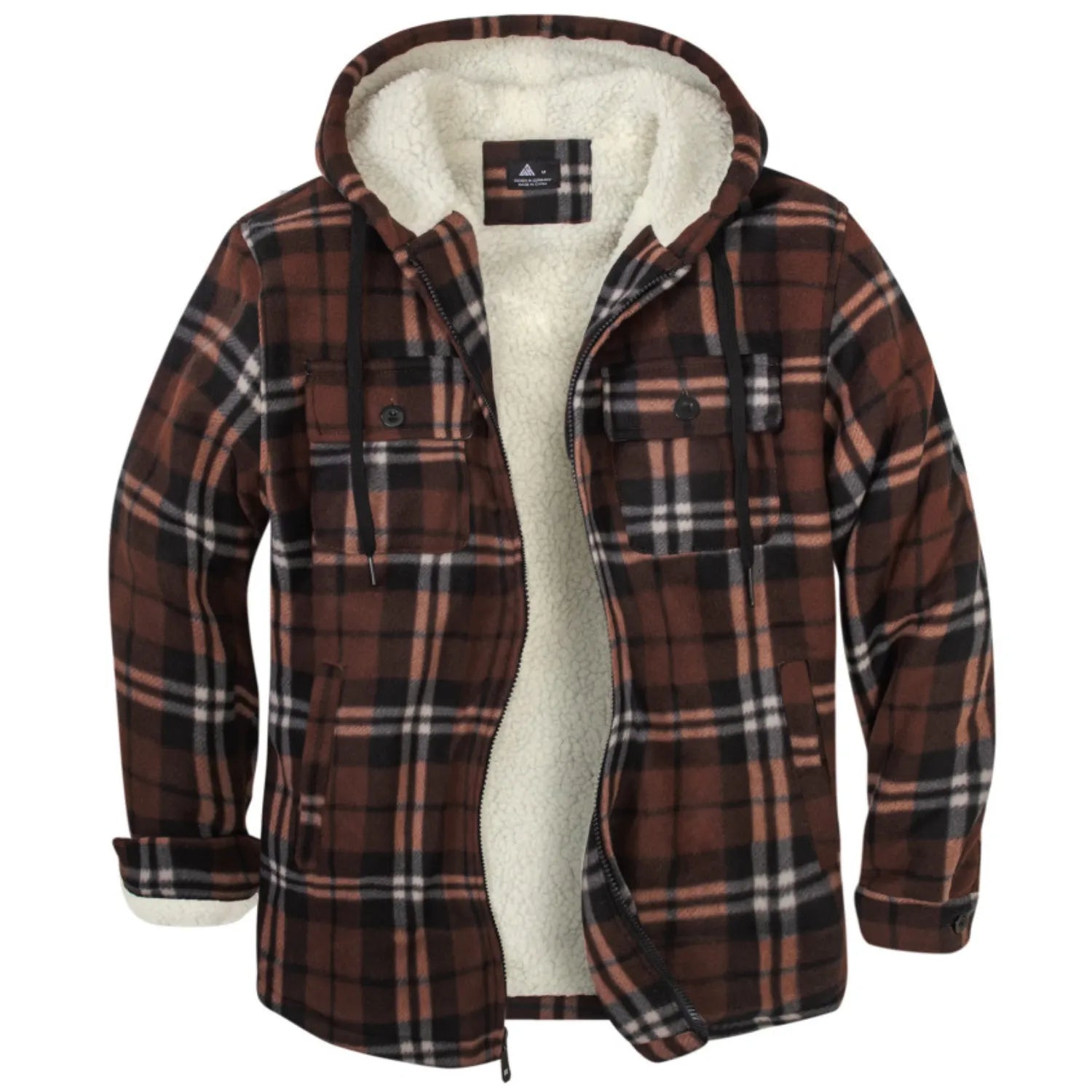 Heavyweight Fleece Lined Plaid Hooded Jacket