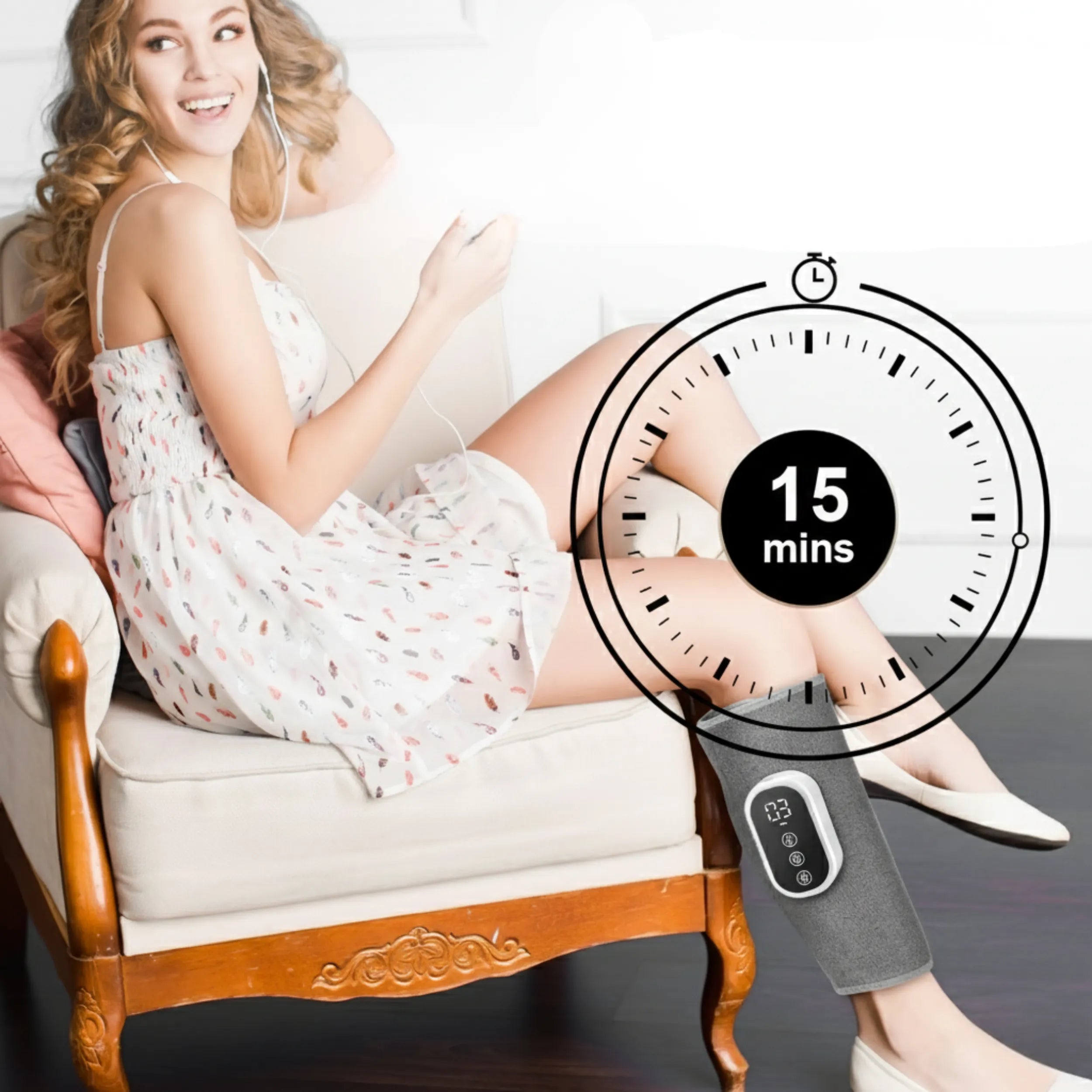 Cordless Air Compression Calf Massager with Heat