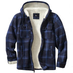 Heavyweight Fleece Lined Plaid Hooded Jacket