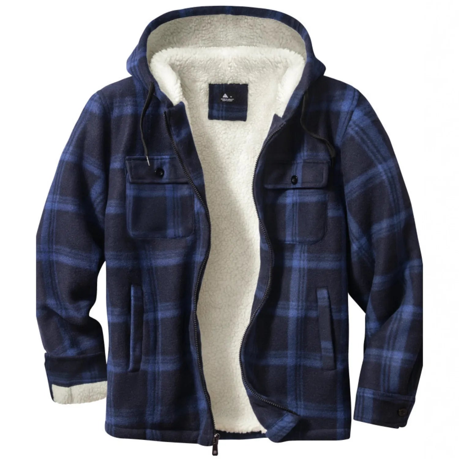 Heavyweight Fleece Lined Plaid Hooded Jacket