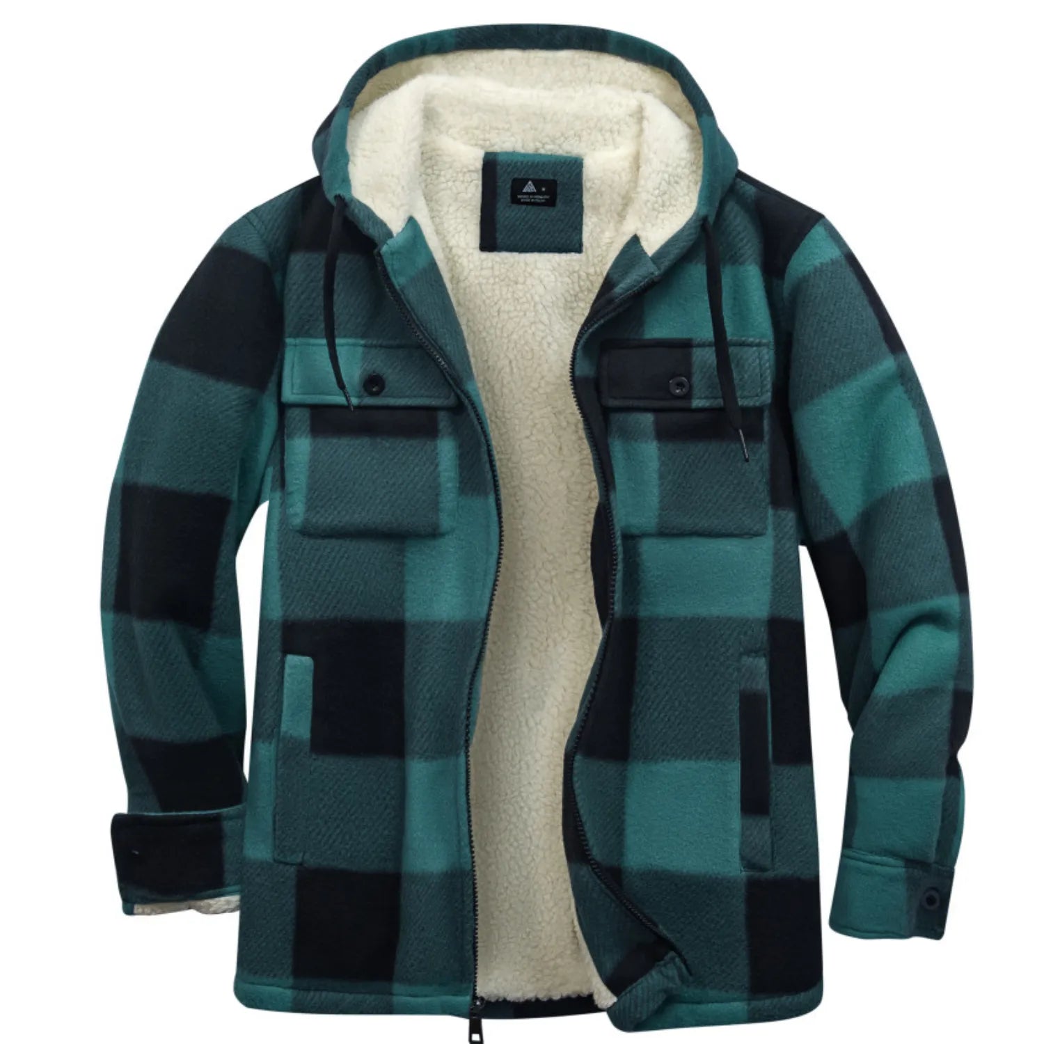 Heavyweight Fleece Lined Plaid Hooded Jacket