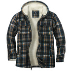 Heavyweight Fleece Lined Plaid Hooded Jacket