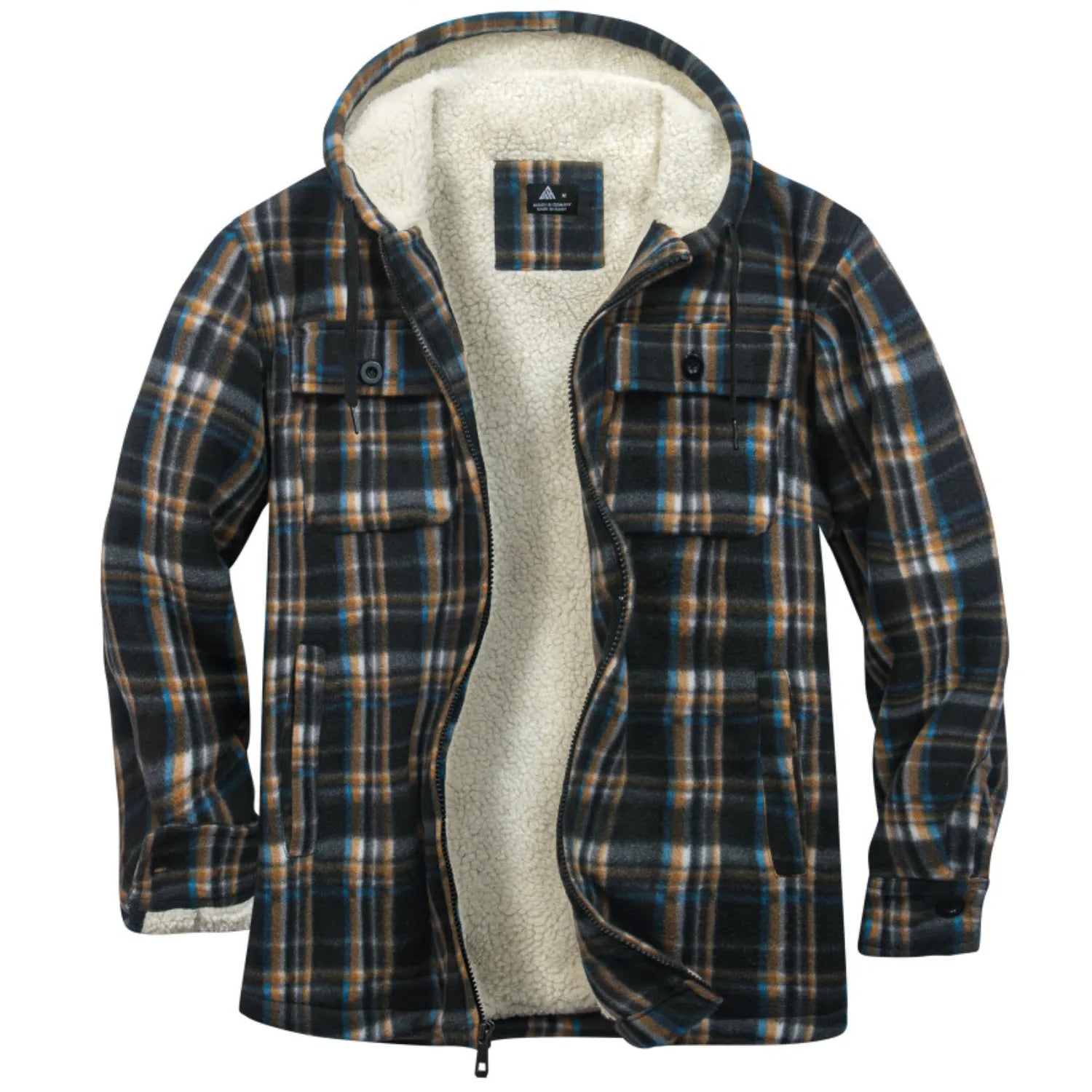 Heavyweight Fleece Lined Plaid Hooded Jacket