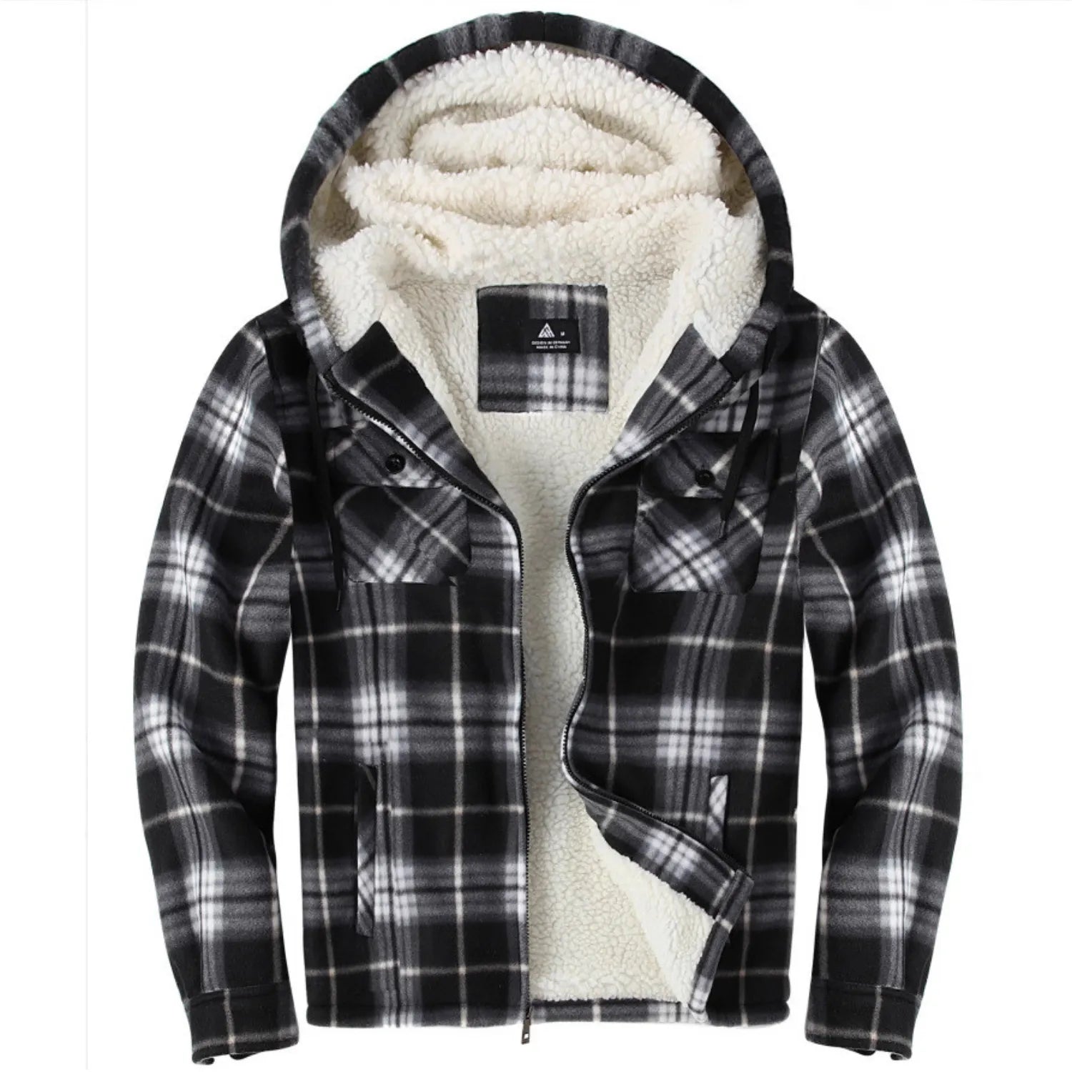 Heavyweight Fleece Lined Plaid Hooded Jacket