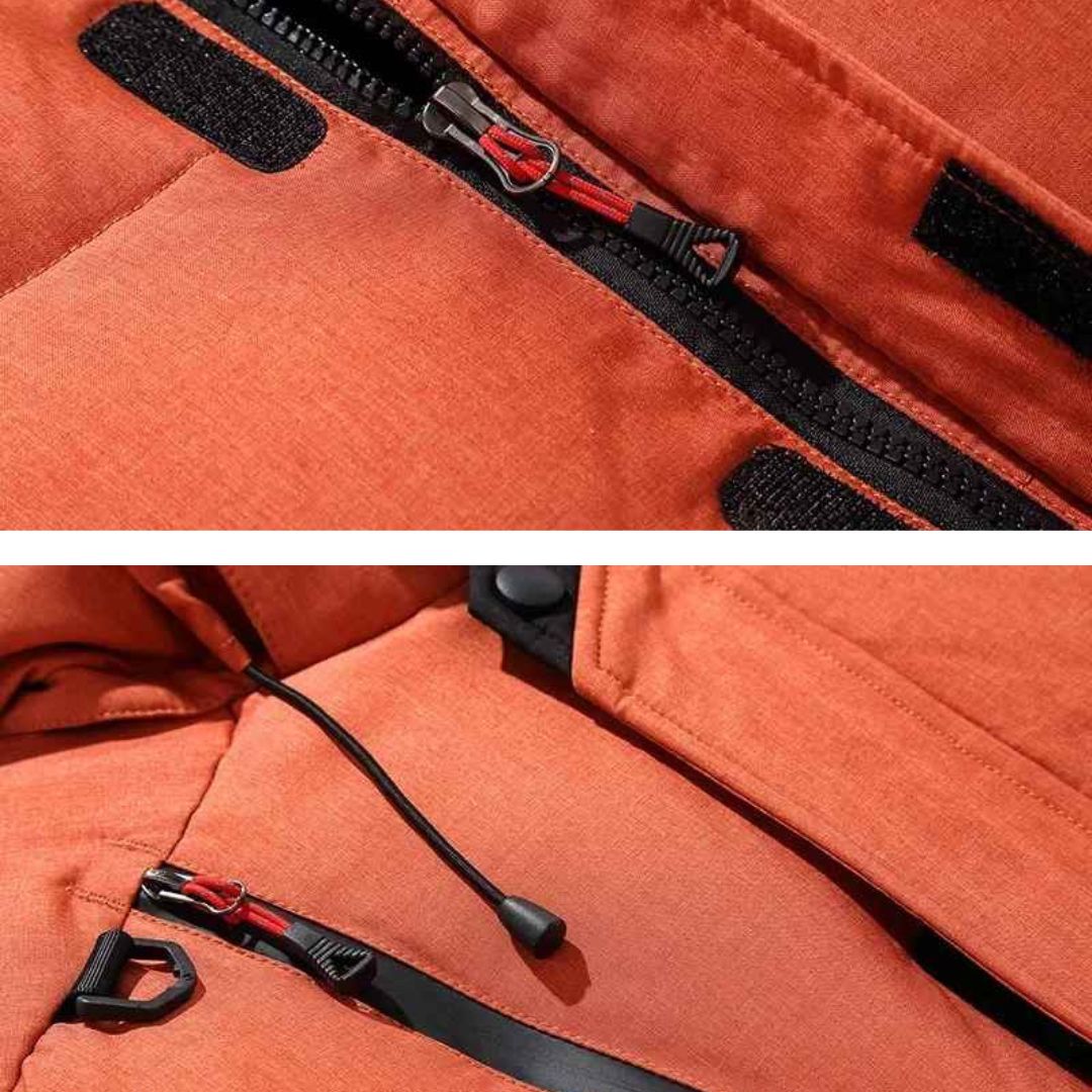 Casaco de inverno masculino com penas – Parka com capuz grosso, quente e estiloso