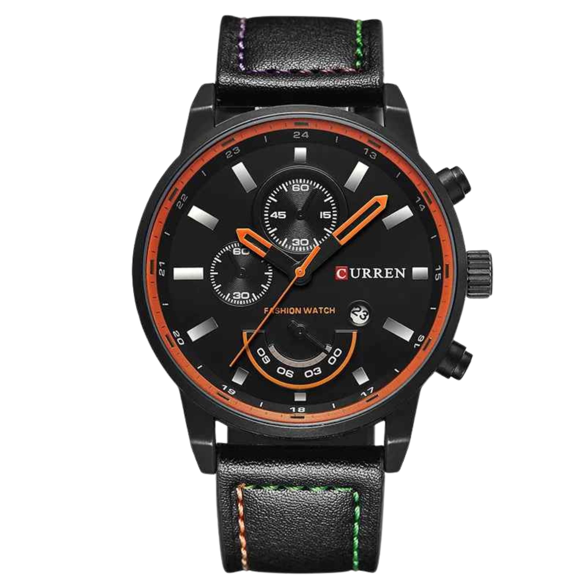 Curren Executive Classic – Relógio de quartzo de luxo masculino com pulseira de couro, caixa de aço inoxidável de 45 mm