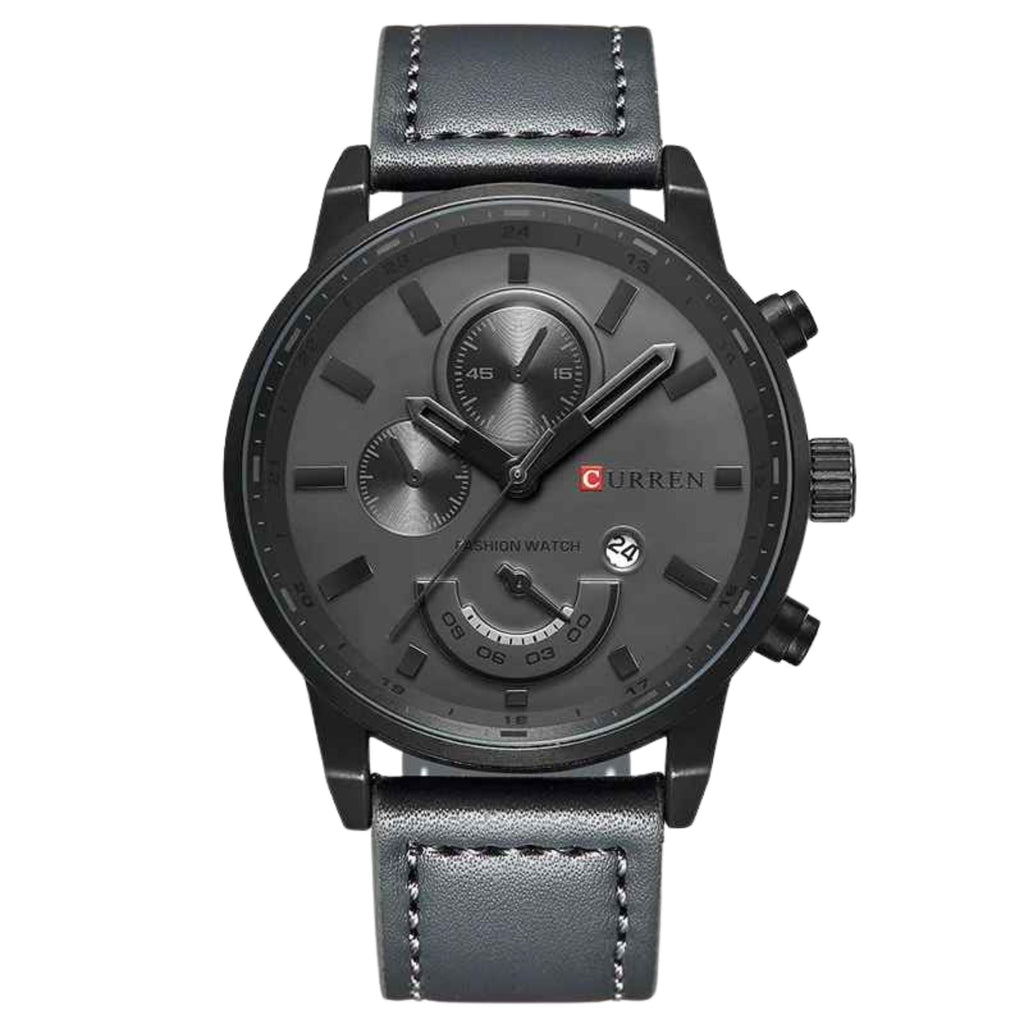 Curren Executive Classic – Men’s Luxury Quartz Watch with Leather Strap, 45mm Stainless Steel Case
