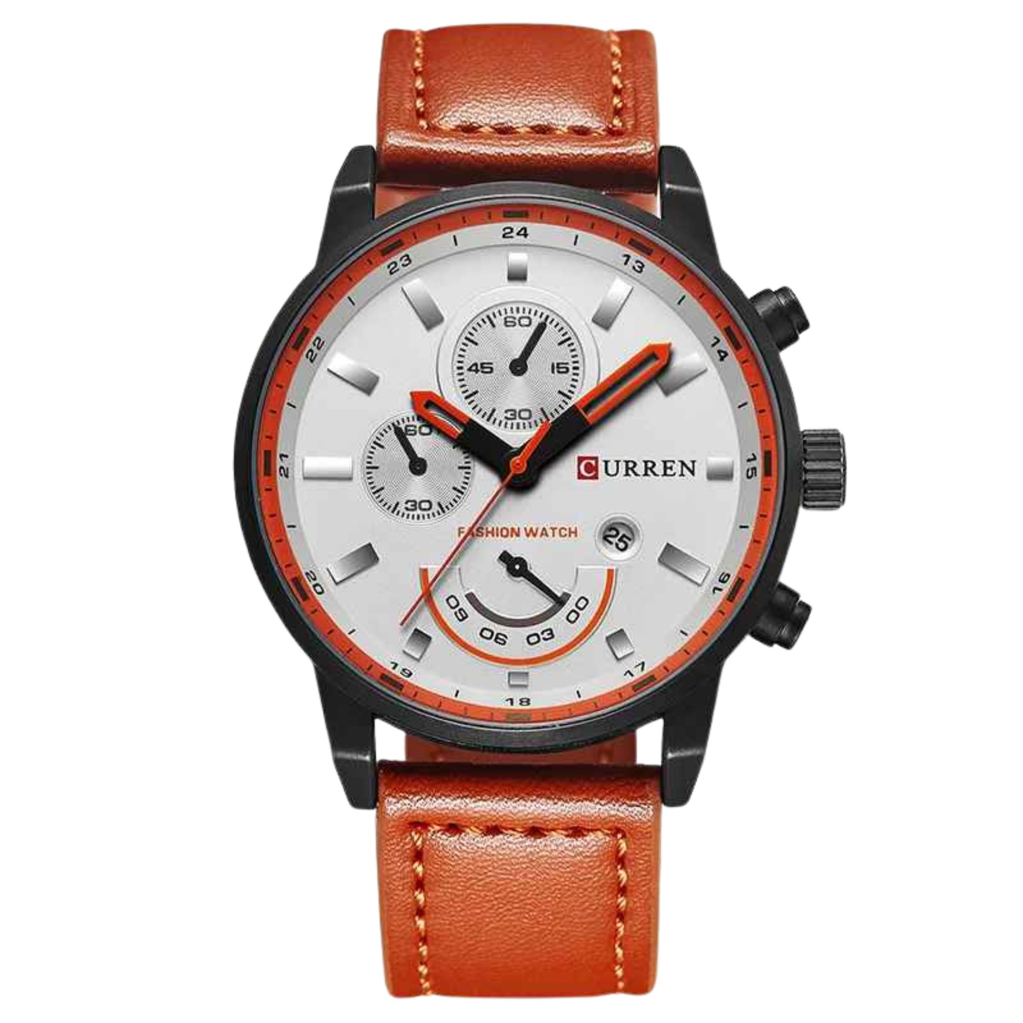 Curren Executive Classic – Relógio de quartzo de luxo masculino com pulseira de couro, caixa de aço inoxidável de 45 mm