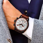 Curren Executive Classic – Men’s Luxury Quartz Watch with Leather Strap, 45mm Stainless Steel Case