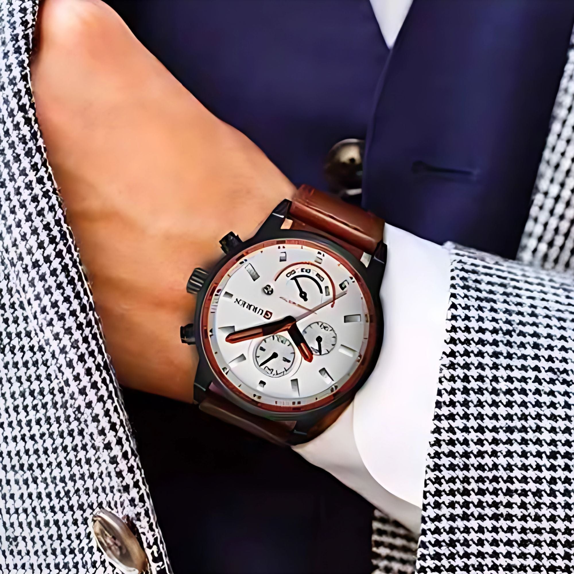 Curren Executive Classic – Men’s Luxury Quartz Watch with Leather Strap, 45mm Stainless Steel Case