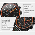Curren Executive Classic – Men’s Luxury Quartz Watch with Leather Strap, 45mm Stainless Steel Case