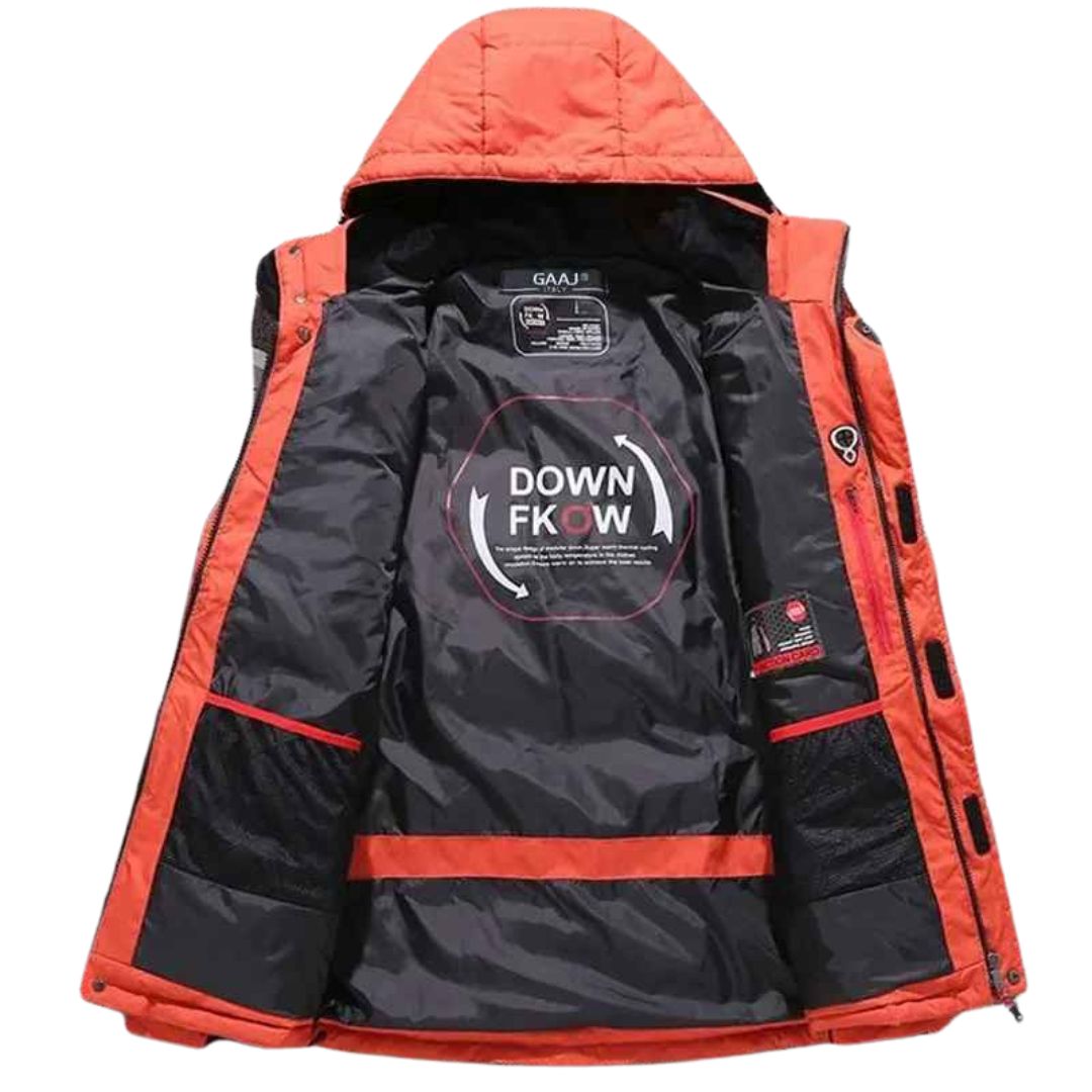 Casaco de inverno masculino com penas – Parka com capuz grosso, quente e estiloso