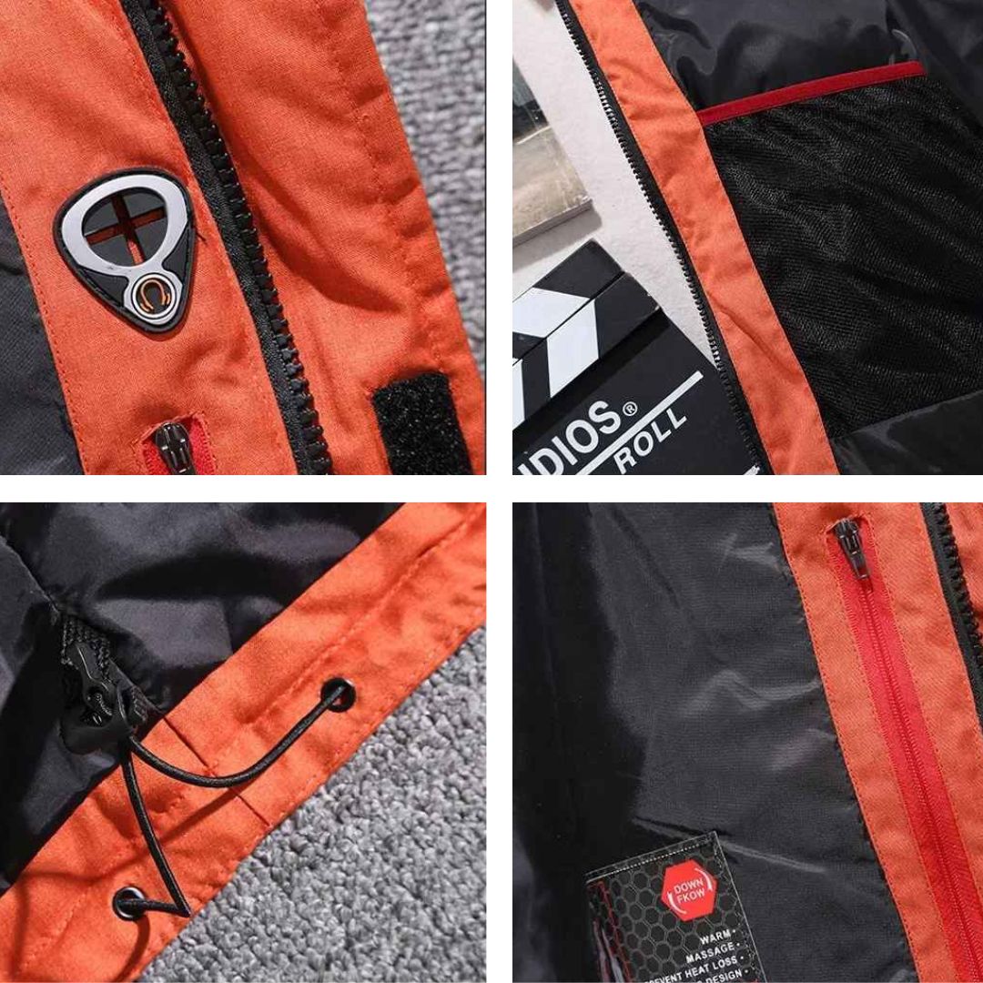 Casaco de inverno masculino com penas – Parka com capuz grosso, quente e estiloso