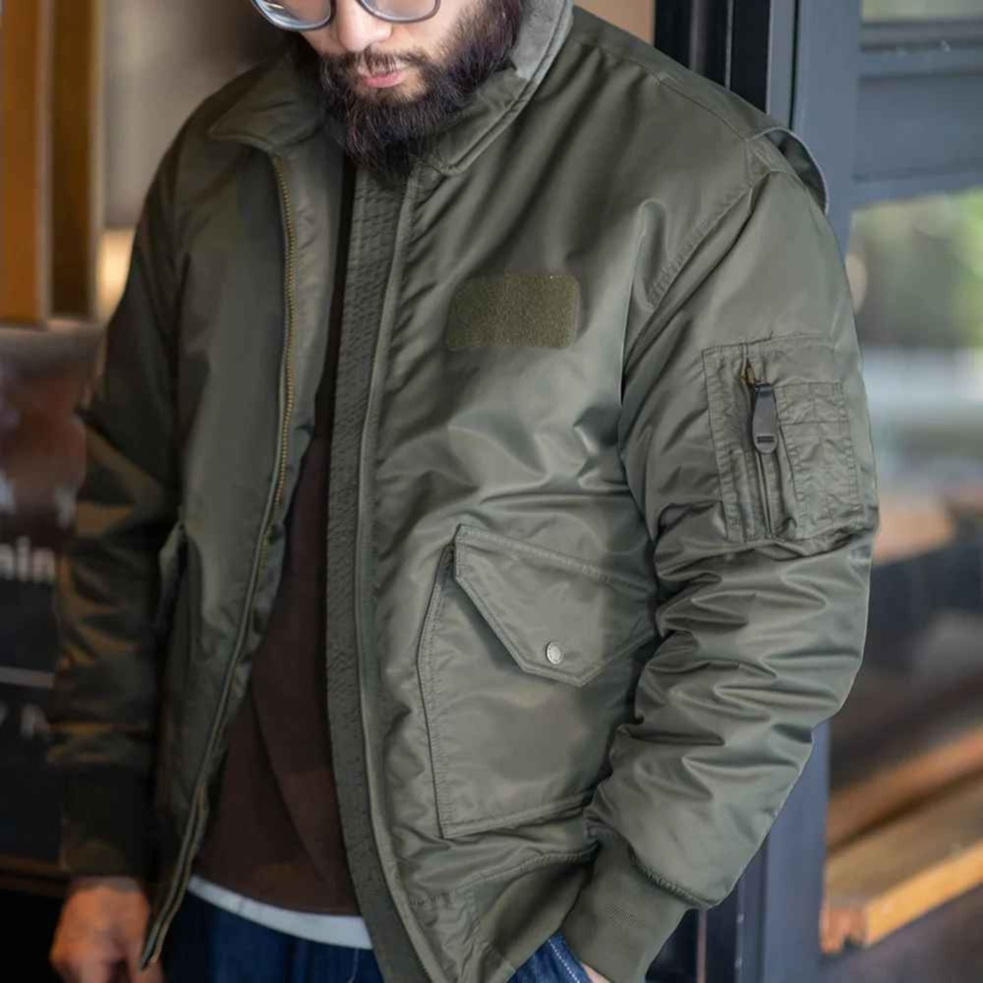 Jaqueta bomber masculina Maden CWU-45P – à prova de vento, à prova d'água, espessada, militar, com forro laranja