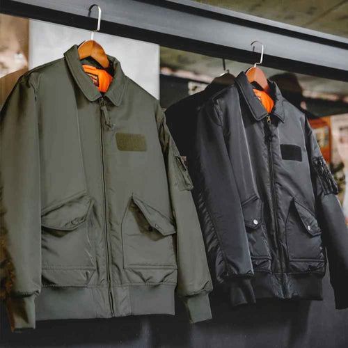Maden CWU-45P Men’s Bomber Jacket – Windproof, Waterproof, Thickened Military Coat with Orange Lining