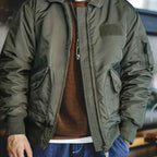 Maden CWU-45P Men’s Bomber Jacket – Windproof, Waterproof, Thickened Military Coat with Orange Lining