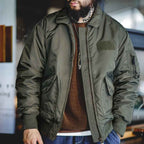 Maden CWU-45P Men’s Bomber Jacket – Windproof, Waterproof, Thickened Military Coat with Orange Lining