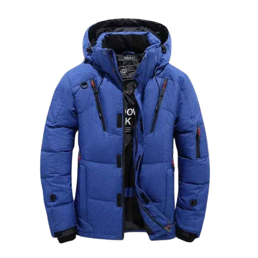 Casaco de inverno masculino com penas – Parka com capuz grosso, quente e estiloso