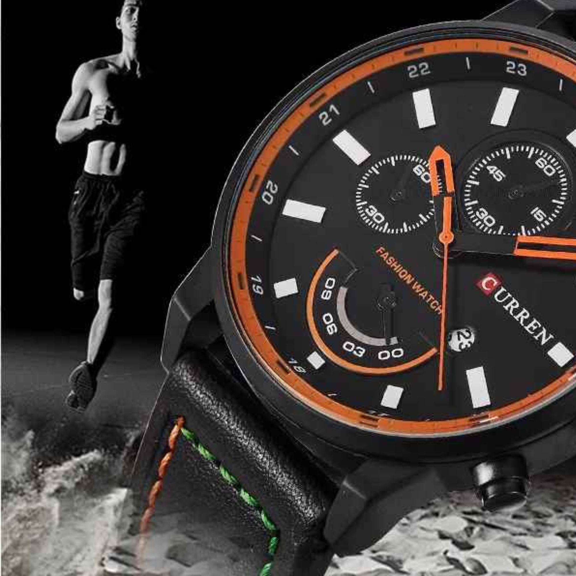 Curren Executive Classic – Relógio de quartzo de luxo masculino com pulseira de couro, caixa de aço inoxidável de 45 mm