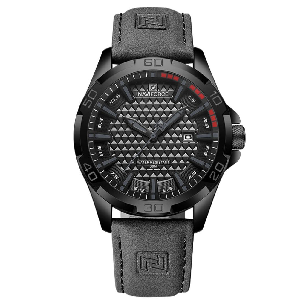 Men's Sport Quartz Watch with Date and Leather Strap NF8023 | Basic Clothes Co