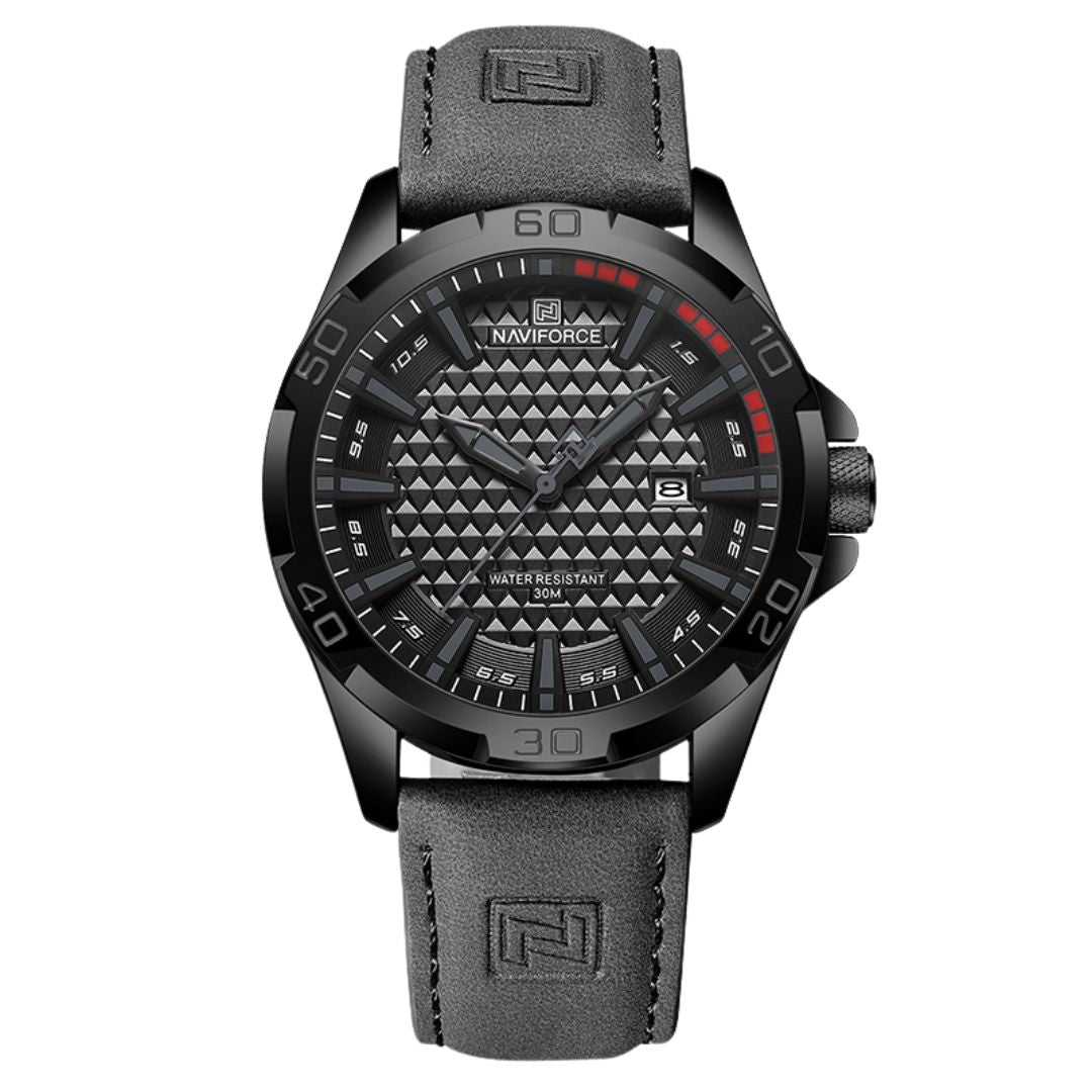 Men's Sport Quartz Watch with Date and Leather Strap NF8023 | Basic Clothes Co