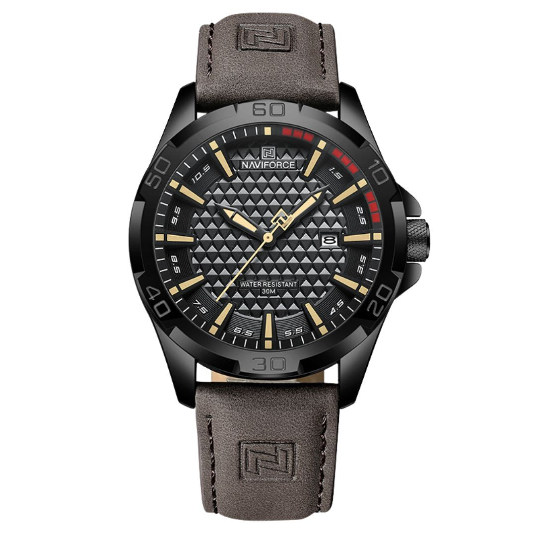 Men's Sport Quartz Watch with Date and Leather Strap NF8023 | Basic Clothes Co