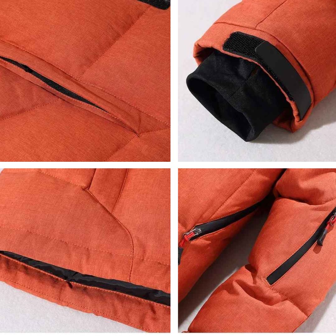 Casaco de inverno masculino com penas – Parka com capuz grosso, quente e estiloso