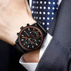 Curren Executive Classic – Men’s Luxury Quartz Watch with Leather Strap, 45mm Stainless Steel Case