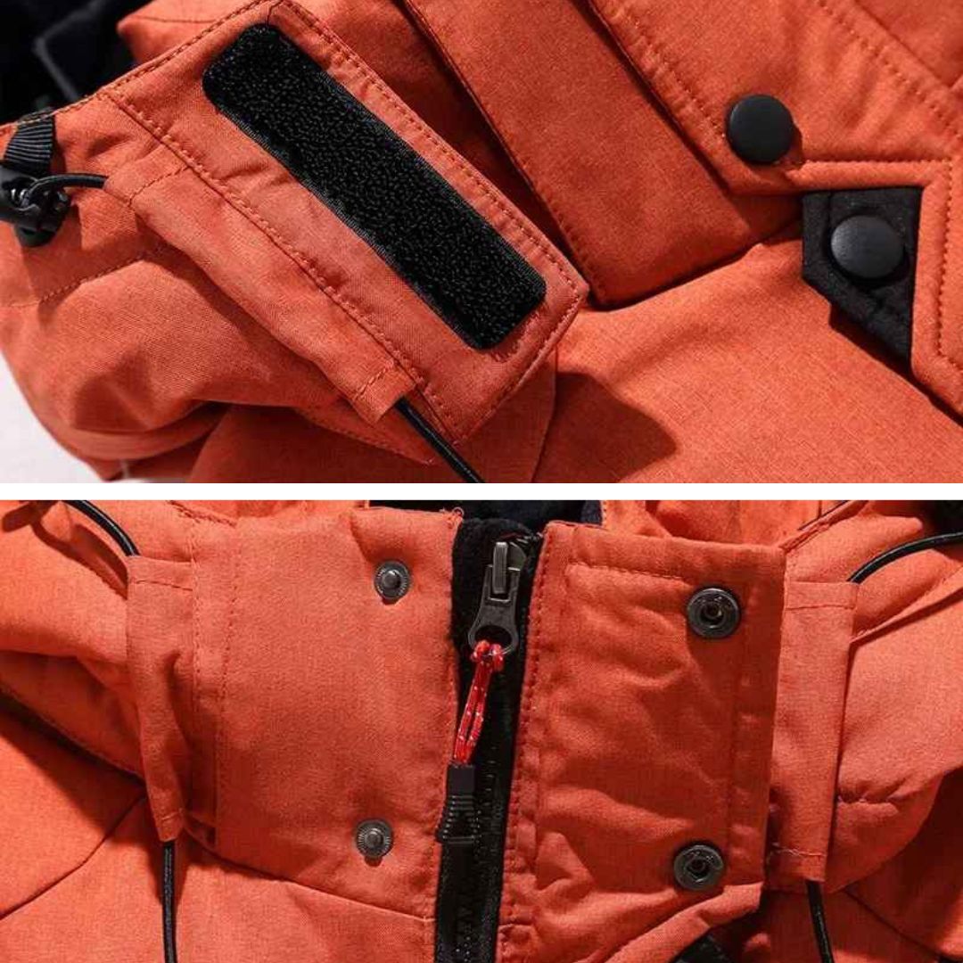 Casaco de inverno masculino com penas – Parka com capuz grosso, quente e estiloso