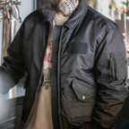 Maden CWU-45P Men’s Bomber Jacket – Windproof, Waterproof, Thickened Military Coat with Orange Lining