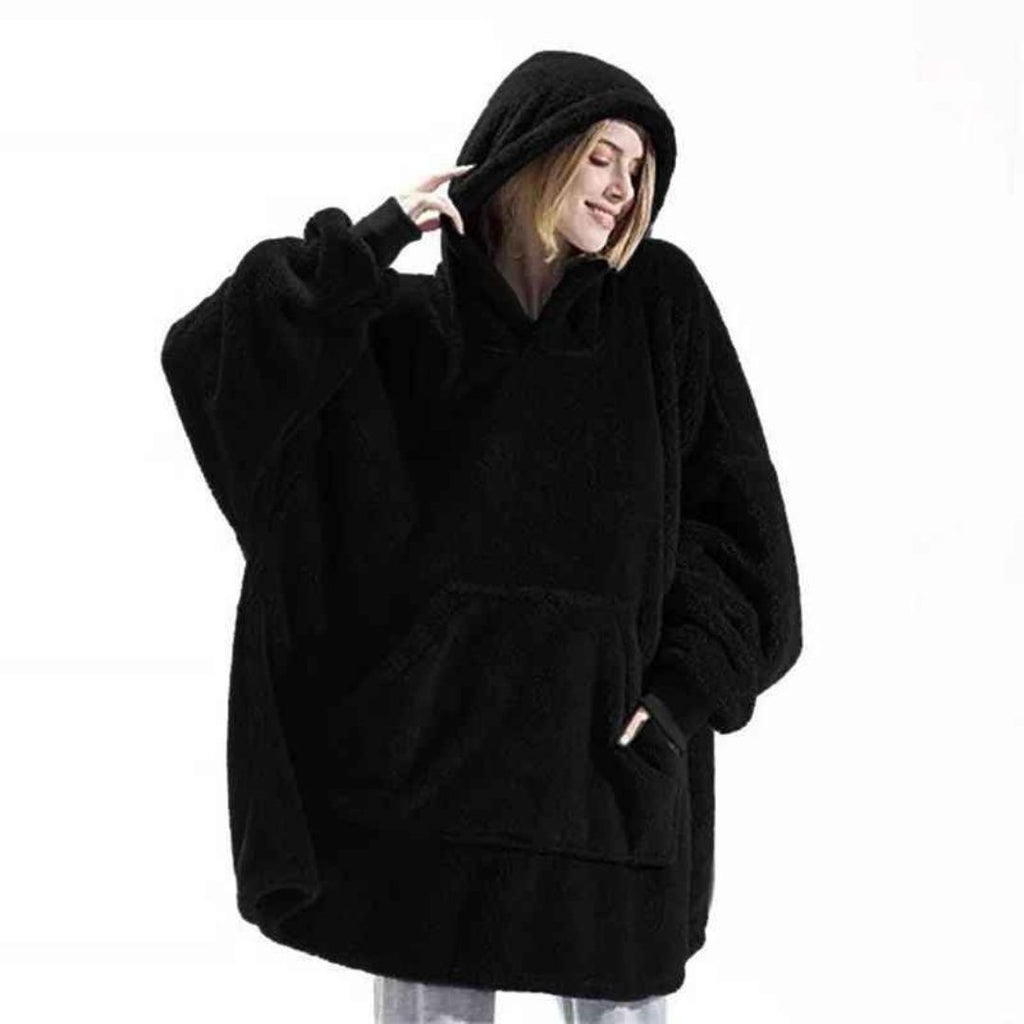 Women’s Long Sleeve Hoodie with Pockets – Double-Sided Velvet Casual Jacket
