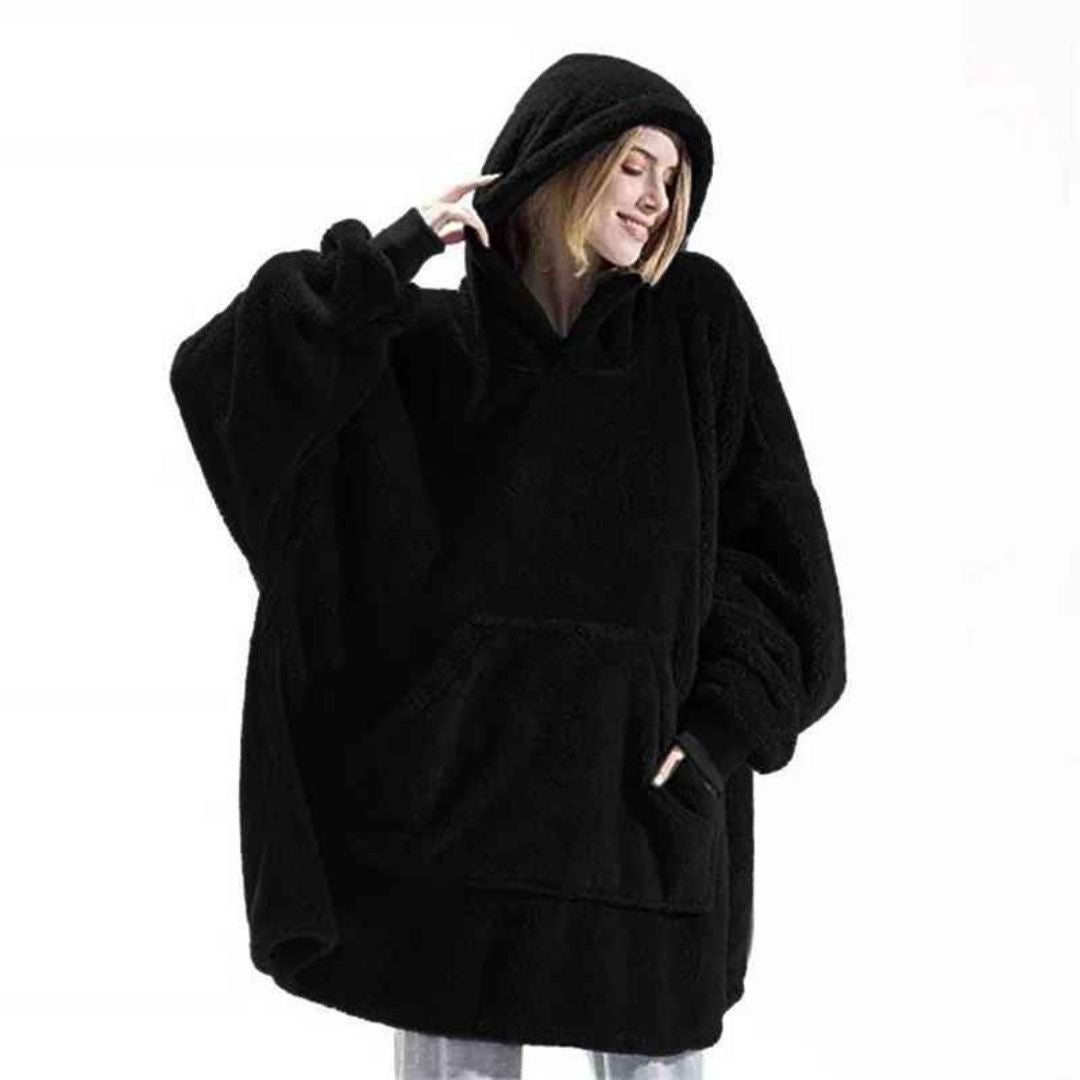 Women’s Long Sleeve Hoodie with Pockets – Double-Sided Velvet Casual Jacket