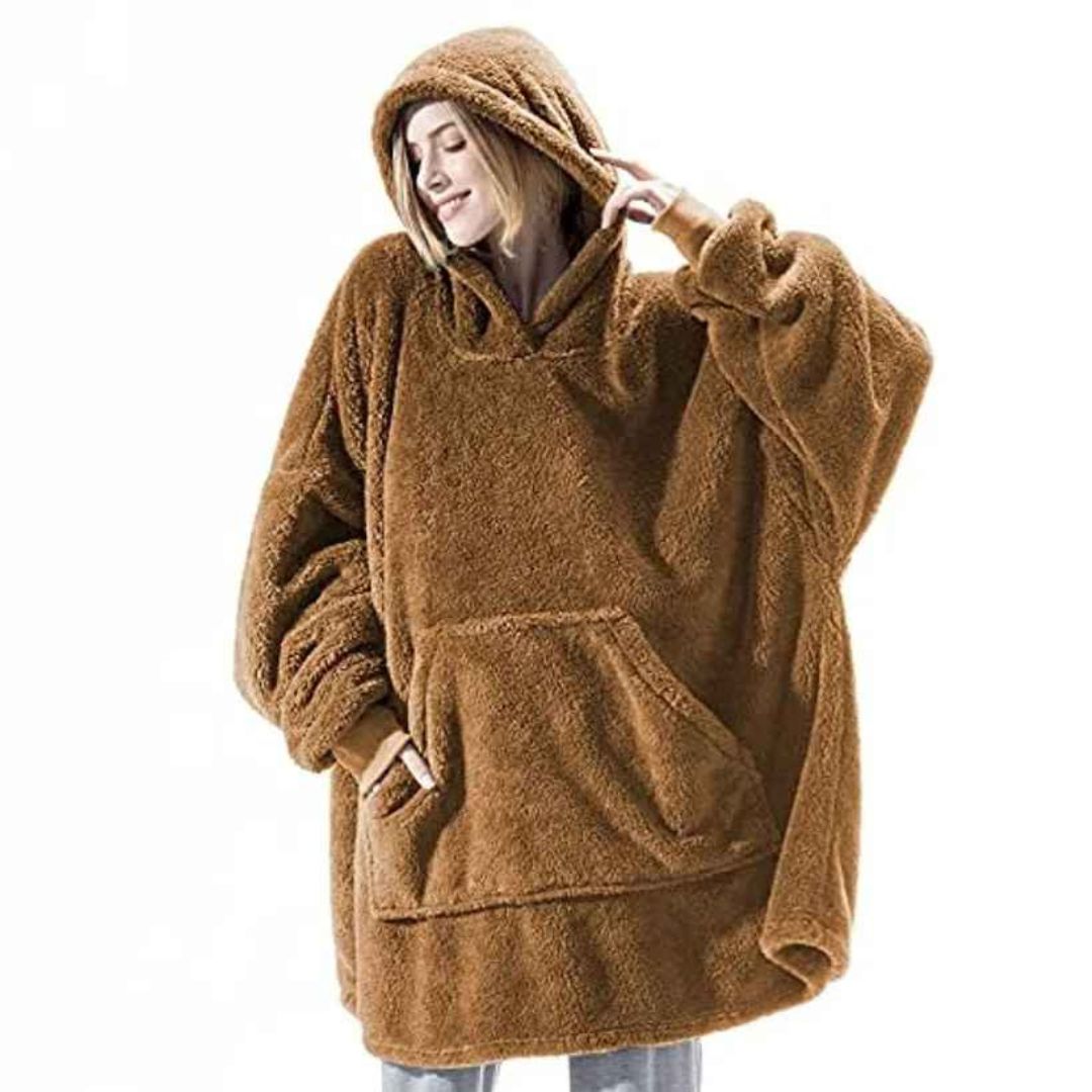 Women’s Long Sleeve Hoodie with Pockets – Double-Sided Velvet Casual Jacket