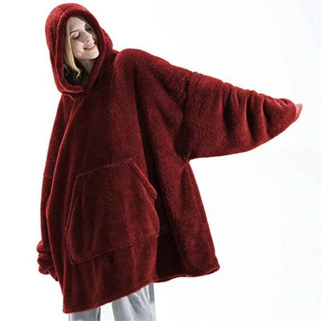 Women’s Long Sleeve Hoodie with Pockets – Double-Sided Velvet Casual Jacket