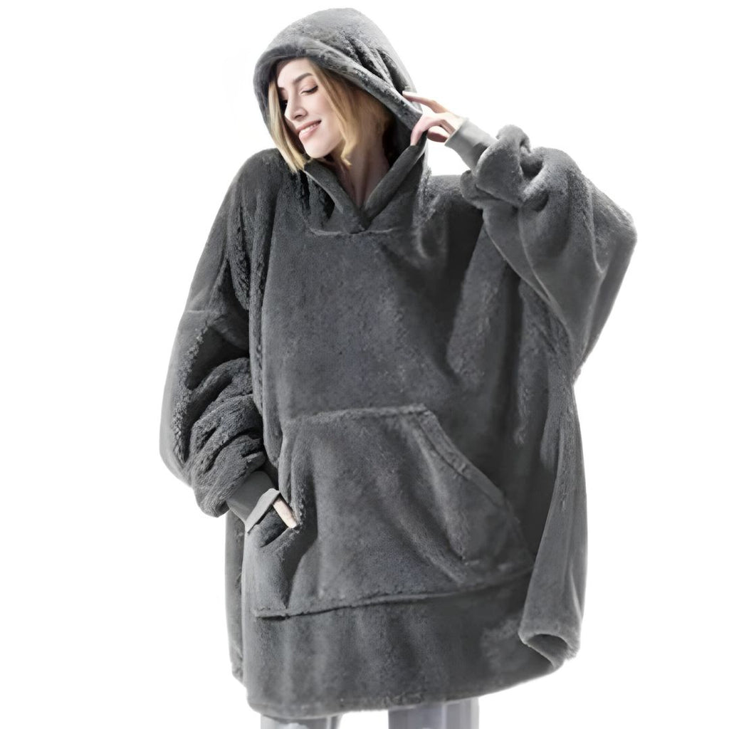 Women’s Long Sleeve Hoodie with Pockets – Double-Sided Velvet Casual Jacket
