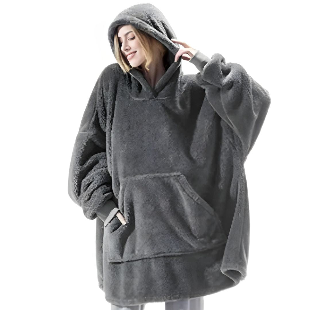 Women’s Long Sleeve Hoodie with Pockets – Double-Sided Velvet Casual Jacket