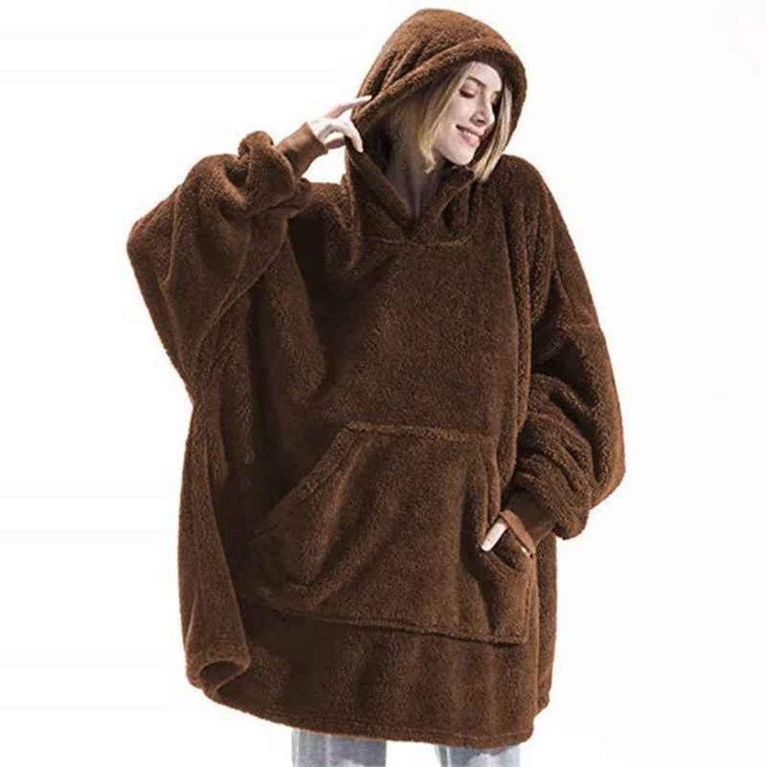 Women’s Long Sleeve Hoodie with Pockets – Double-Sided Velvet Casual Jacket