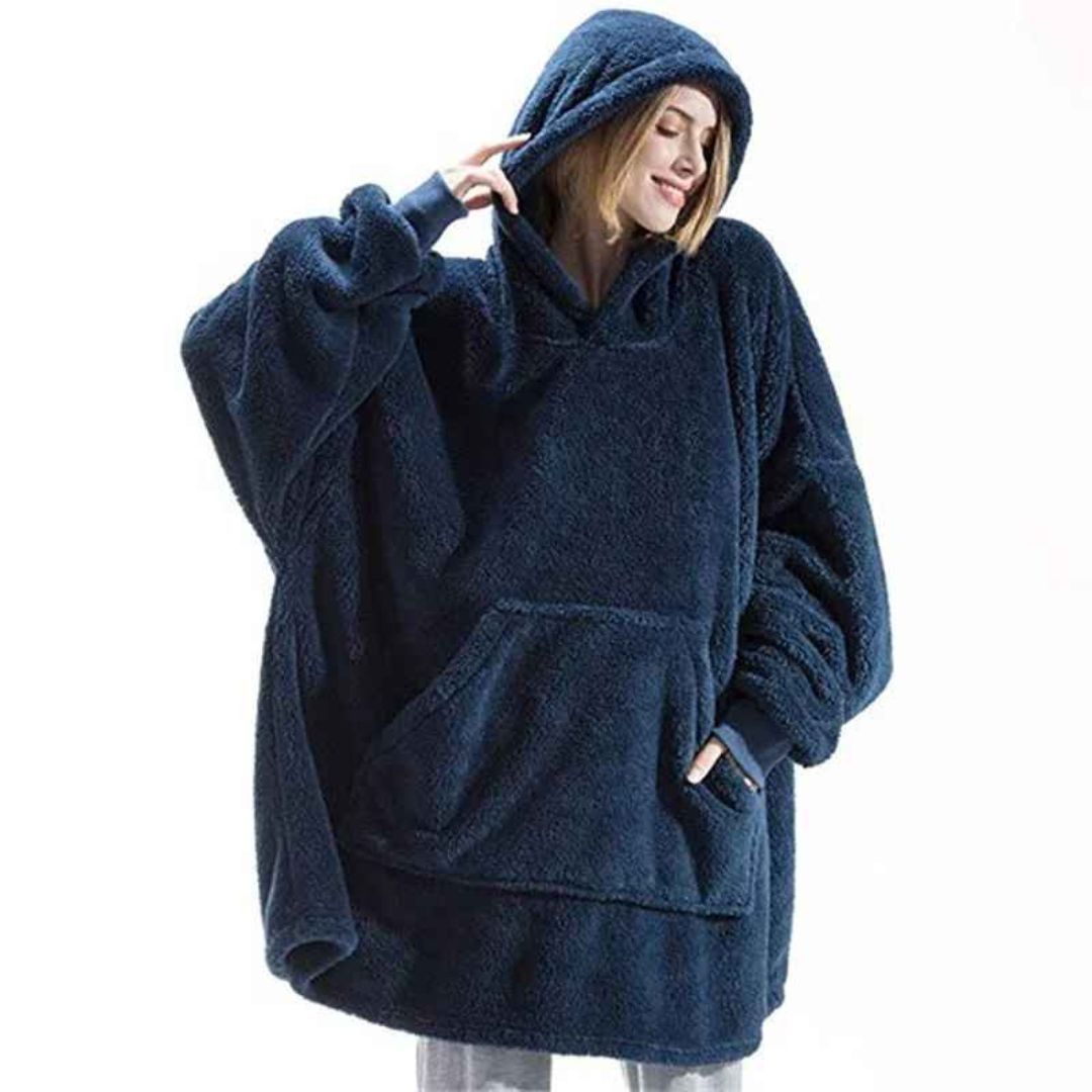 Women’s Long Sleeve Hoodie with Pockets – Double-Sided Velvet Casual Jacket